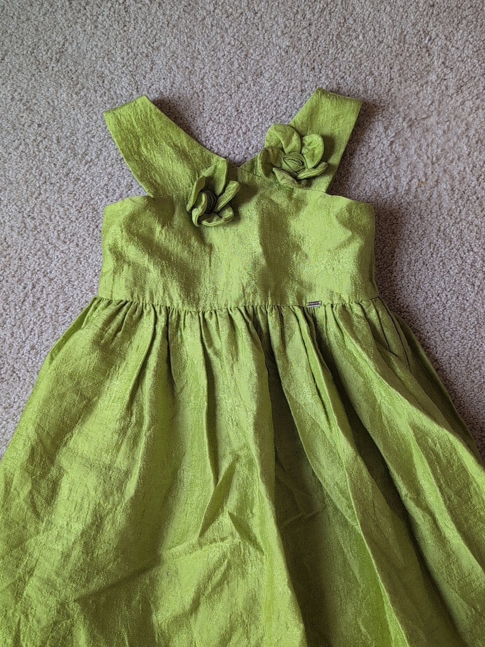 Mayoral Girls Lime Green Flower Strap Dress size 7